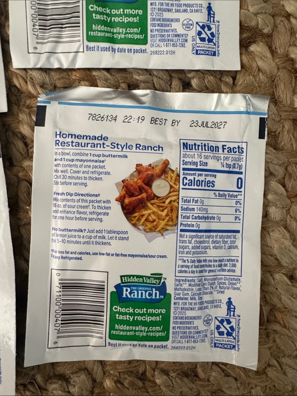 New Hidden Valley Ranch Restaurant-Style Dressing bundle of 5 travel size 0.4oz